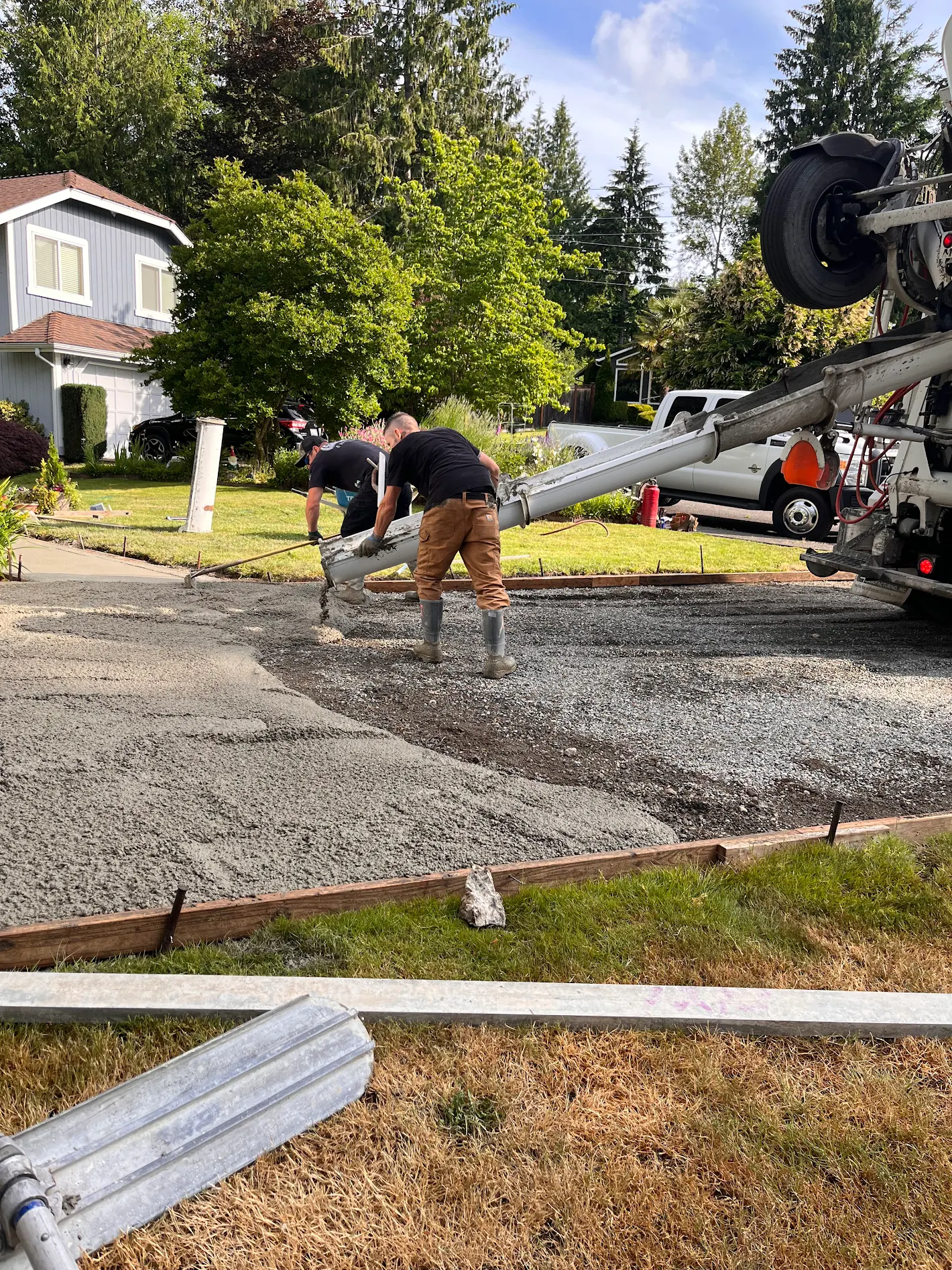 Residential walkway concrete work in progress
