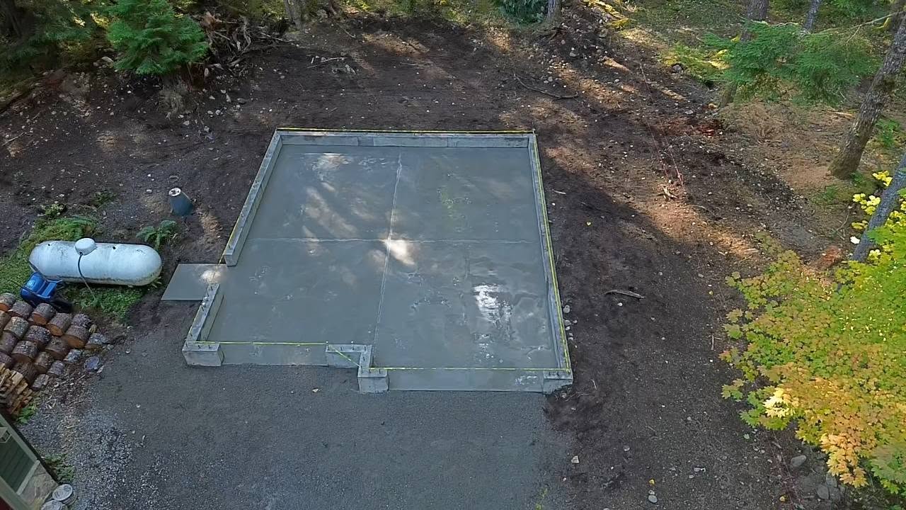 Overhead commercial concrete job at tighter angle