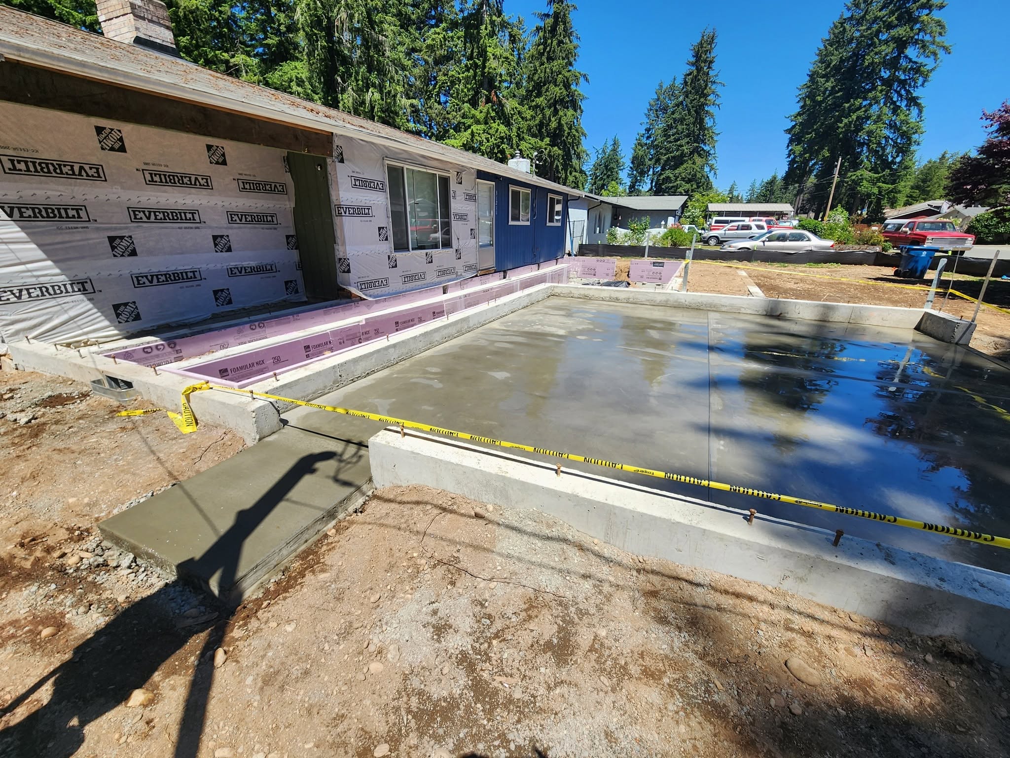 Aerial view of foundation forms set